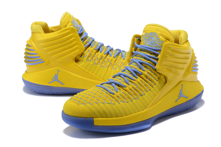 2017 Men Jordan 32 Yellow Jade Blue Shoes - Click Image to Close